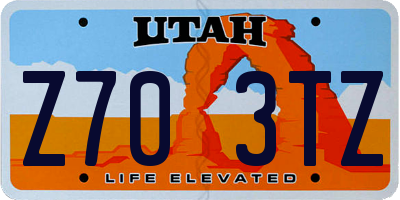 UT license plate Z703TZ