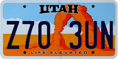 UT license plate Z703UN