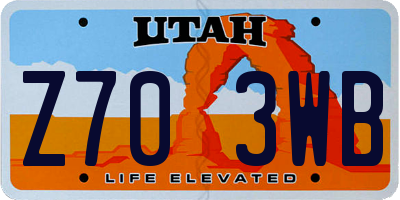 UT license plate Z703WB