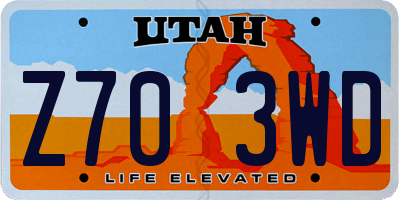 UT license plate Z703WD