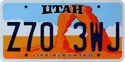 UT license plate Z703WJ