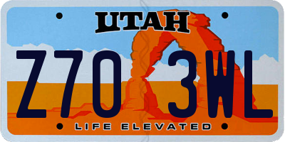 UT license plate Z703WL
