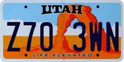 UT license plate Z703WN