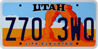 UT license plate Z703WQ