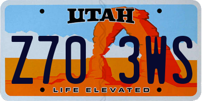 UT license plate Z703WS