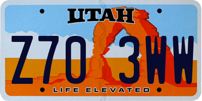 UT license plate Z703WW