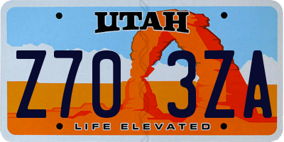 UT license plate Z703ZA