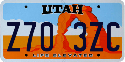 UT license plate Z703ZC