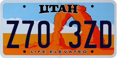 UT license plate Z703ZD