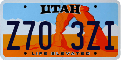 UT license plate Z703ZI