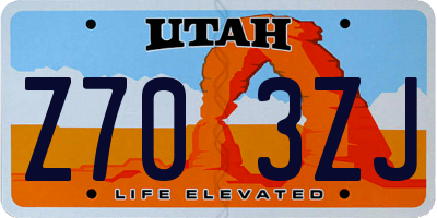 UT license plate Z703ZJ