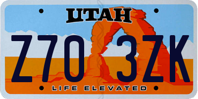 UT license plate Z703ZK