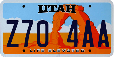 UT license plate Z704AA