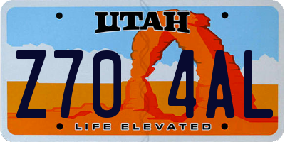 UT license plate Z704AL