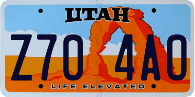 UT license plate Z704AO