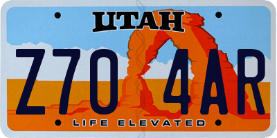 UT license plate Z704AR