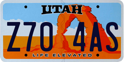UT license plate Z704AS