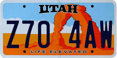 UT license plate Z704AW