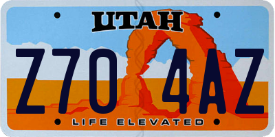 UT license plate Z704AZ
