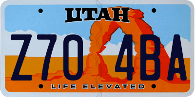 UT license plate Z704BA