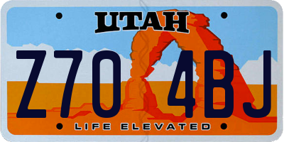 UT license plate Z704BJ