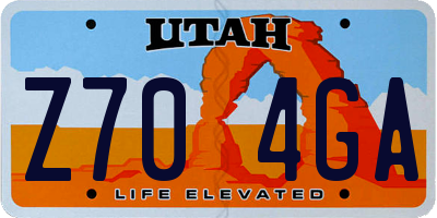 UT license plate Z704GA