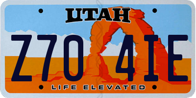 UT license plate Z704IE