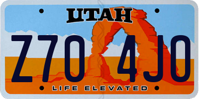 UT license plate Z704JO