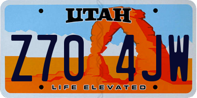 UT license plate Z704JW