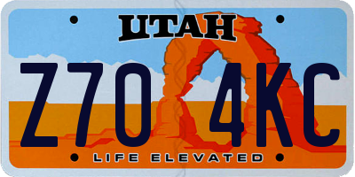 UT license plate Z704KC