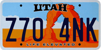 UT license plate Z704NK