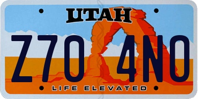 UT license plate Z704NO