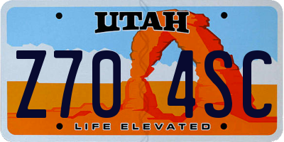 UT license plate Z704SC