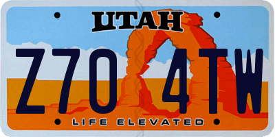 UT license plate Z704TW