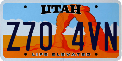 UT license plate Z704VN