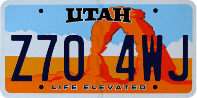 UT license plate Z704WJ