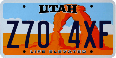 UT license plate Z704XF