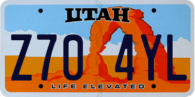 UT license plate Z704YL