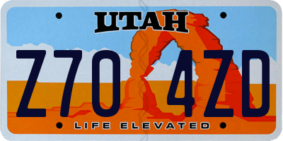 UT license plate Z704ZD