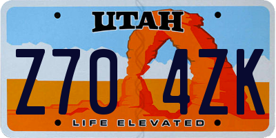 UT license plate Z704ZK