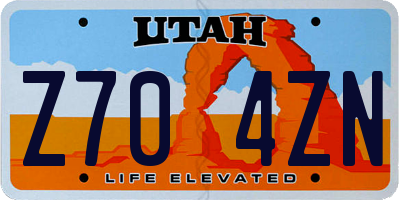 UT license plate Z704ZN