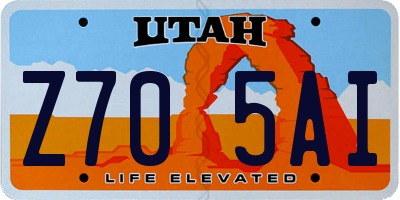 UT license plate Z705AI