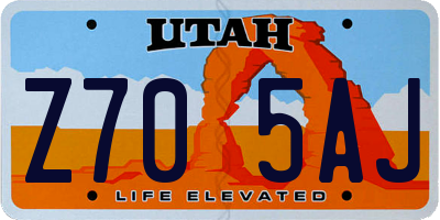 UT license plate Z705AJ