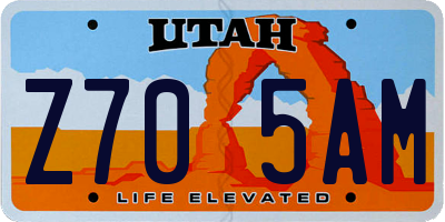 UT license plate Z705AM