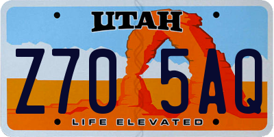 UT license plate Z705AQ