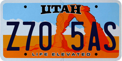 UT license plate Z705AS