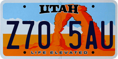 UT license plate Z705AU