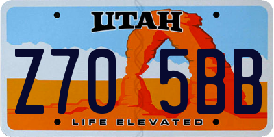 UT license plate Z705BB