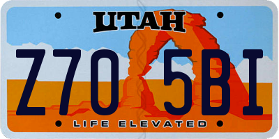 UT license plate Z705BI