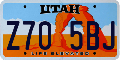 UT license plate Z705BJ